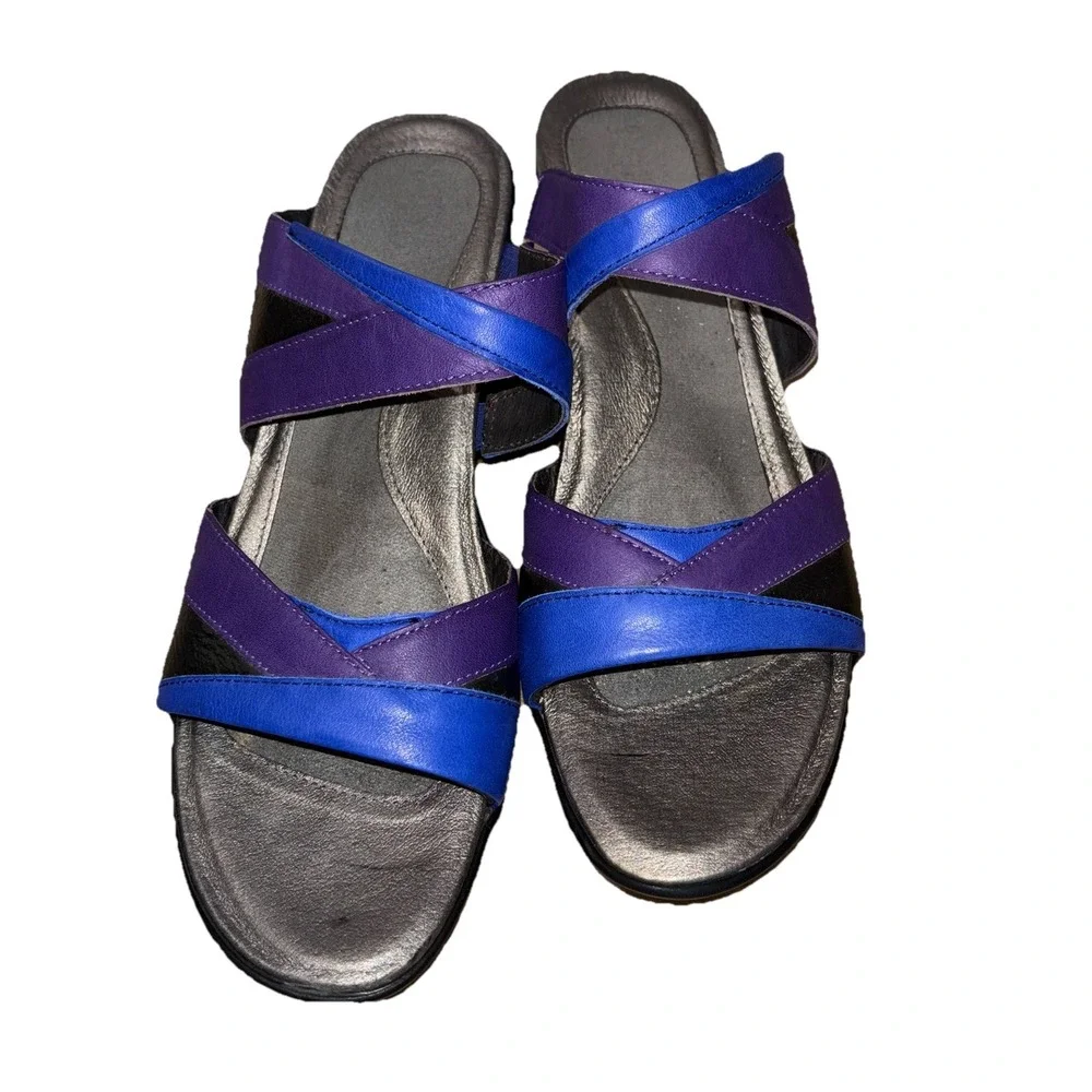 $165 NAOT 41/10 Color block Sandals Siren Platform Wedge Slides Grannycore‎